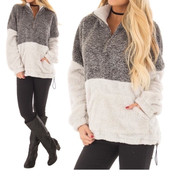 BEST SELLER Charcoal fuzzy pullover sweater - Picture 3 of 4